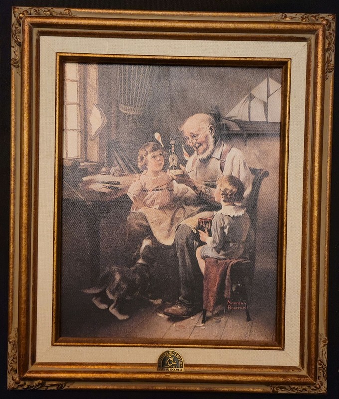 Norman Rockwell The Toy Maker Lithograph Print On Canvas 75th Anniversary C.O.A.