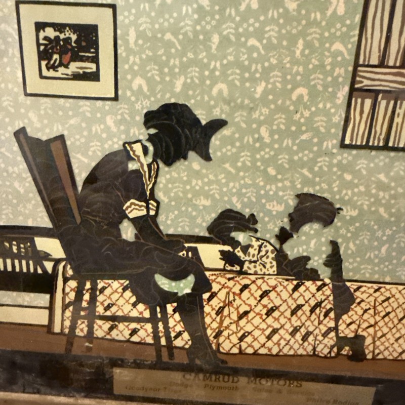 vintage reverse-painted silhouette advertising piece, from the mid-20th century gallery