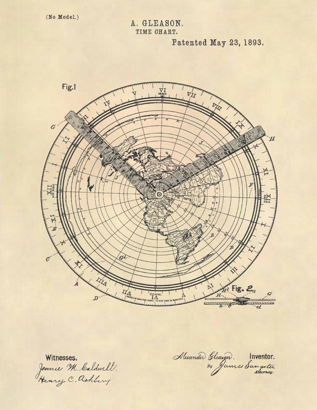 Antique Vintage Time Chart US Patent Art Print- Vintage Globe Antique 788