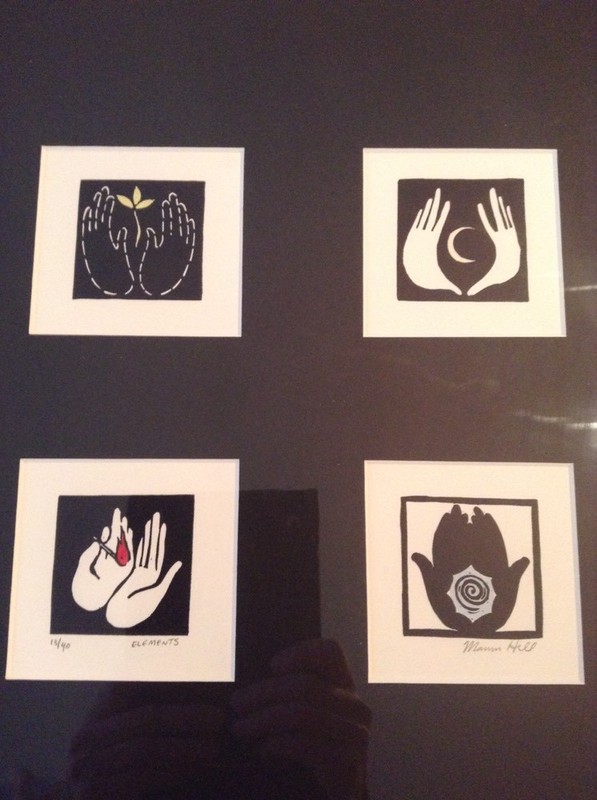 16" BY 12" FRAMED MARVIN HILL 4-BLOCK PRINT BLACK/WHITE SIGNED "ELEMENTS" 13/40 gallery