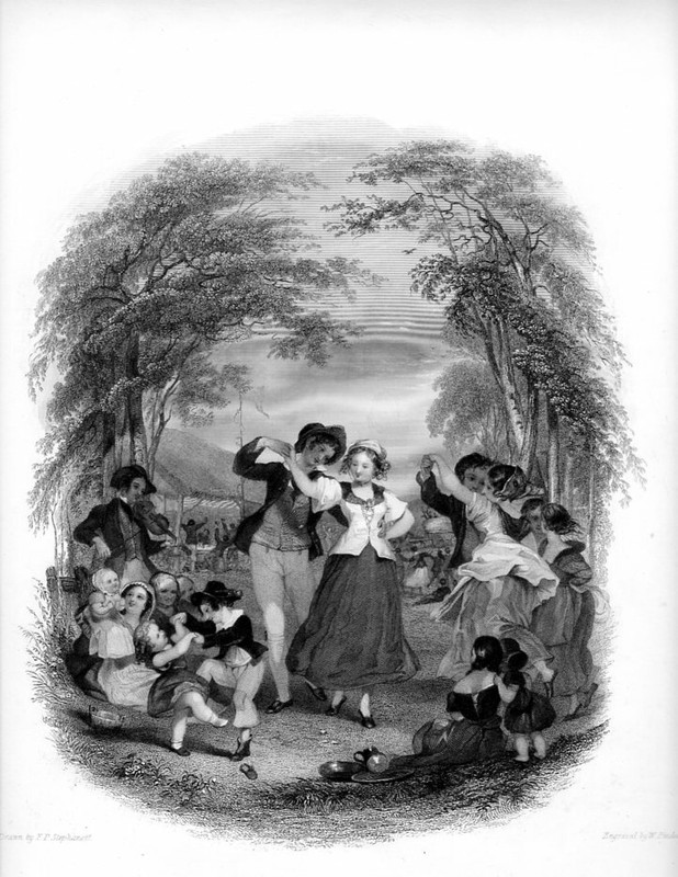 VICTORIAN PARTY CHILDREN DANCE Dancing Engraving Antique Art Print Inv#FT16