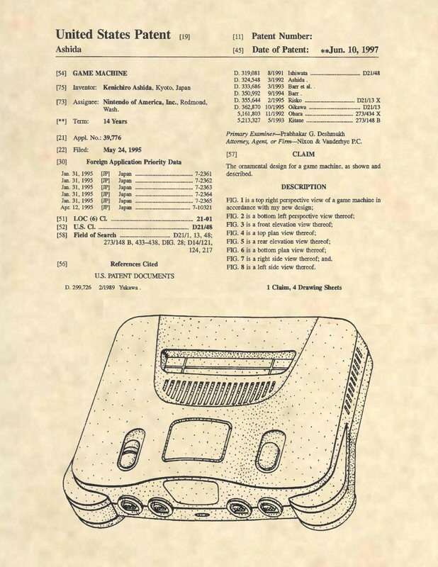 Nintendo 64 N64 Console NES US Patent Art Print – Original N64 System – 382