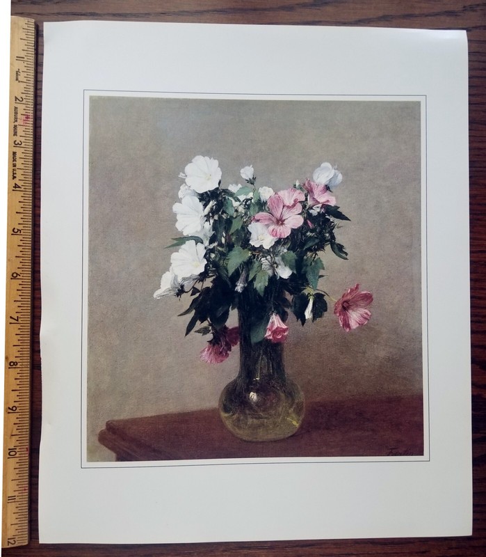 White and Pink Mallows in a Vase by Henri Fantin-Latour Print