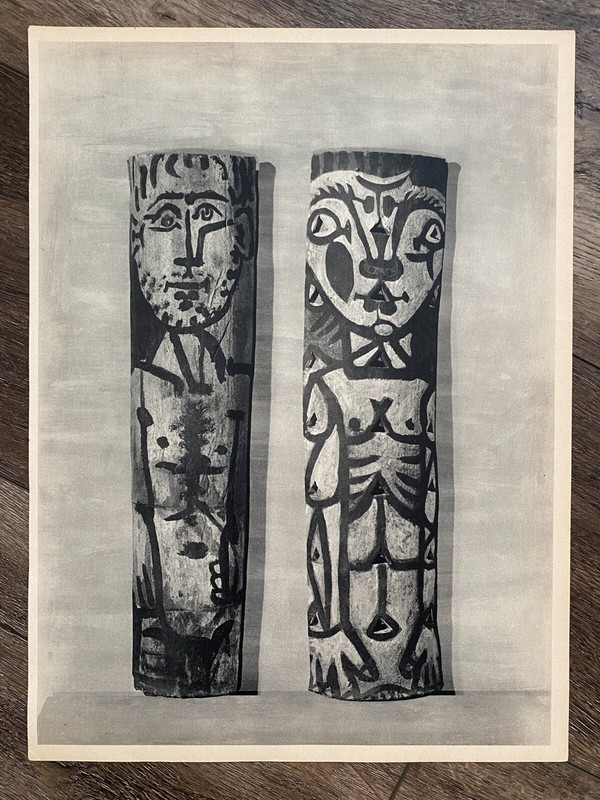 PABLO PICASSO Vintage Original Print Ceramic Man Woman Vase Figures RARE Double