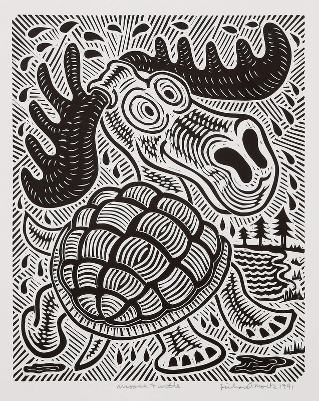 Richard Mock, Moose Turtle, Linocut on BFK Rives, signed, titled, numbered and d