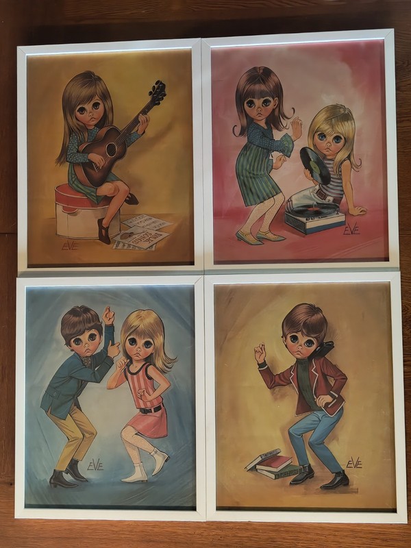 RARE Vtg 60s EVE Big Eyes «Mod» Prints (Set of 4) – Mint/Archival – Go-Go Guitar