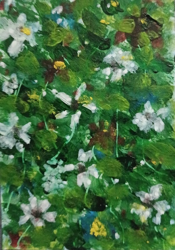 Art Print 5×7 White garden flowers free shipping/postage