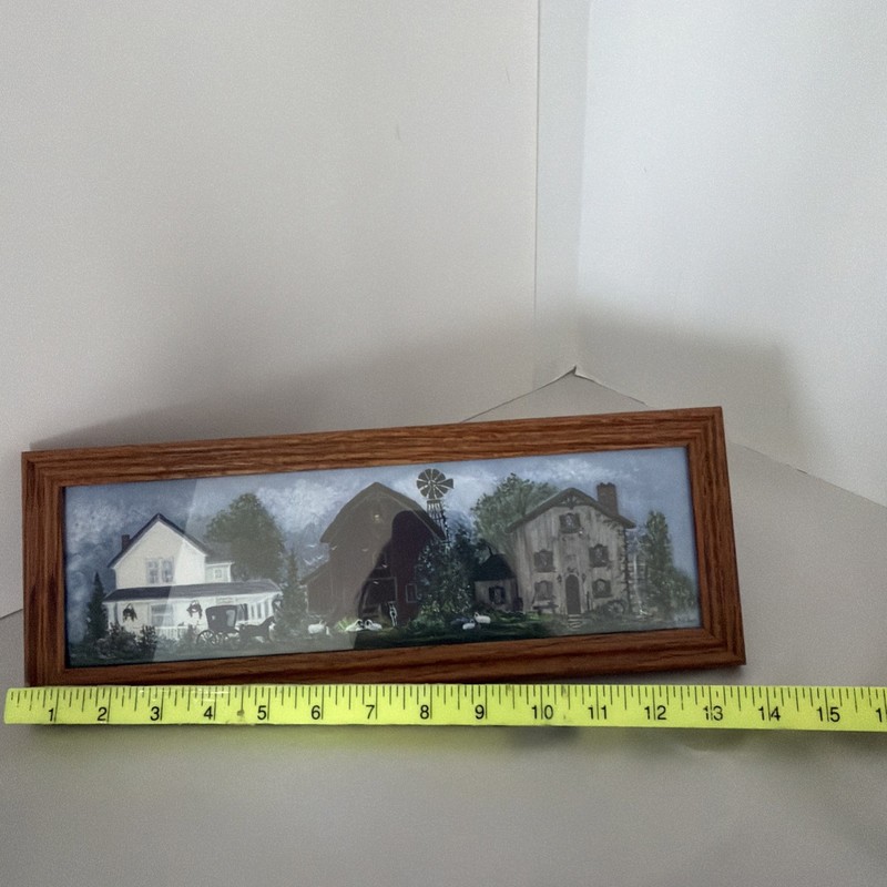 Amish Farm Scene Framed Print Rustic Country Barn Landscape Wall Art 14x5” gallery
