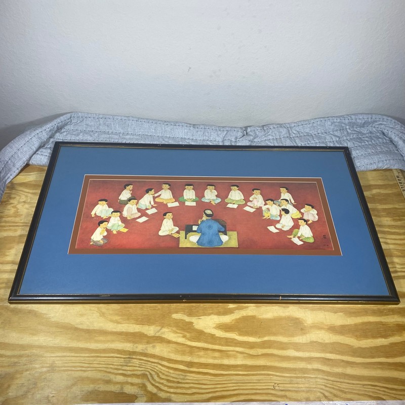 Mai Thu Vietnamese Artist Offset Lithograph THE CLASS ’60s Double Matted 41×24″