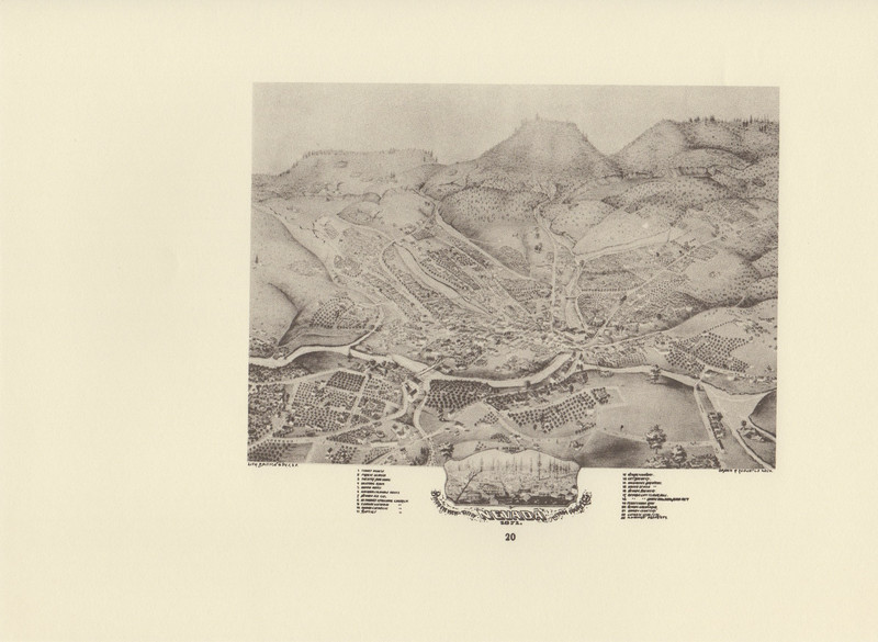 1976 Vintage CALIFORNIA "BIRDS EYE VIEW CITY OF NEVADA, CAL. 1871" Lithograph 20