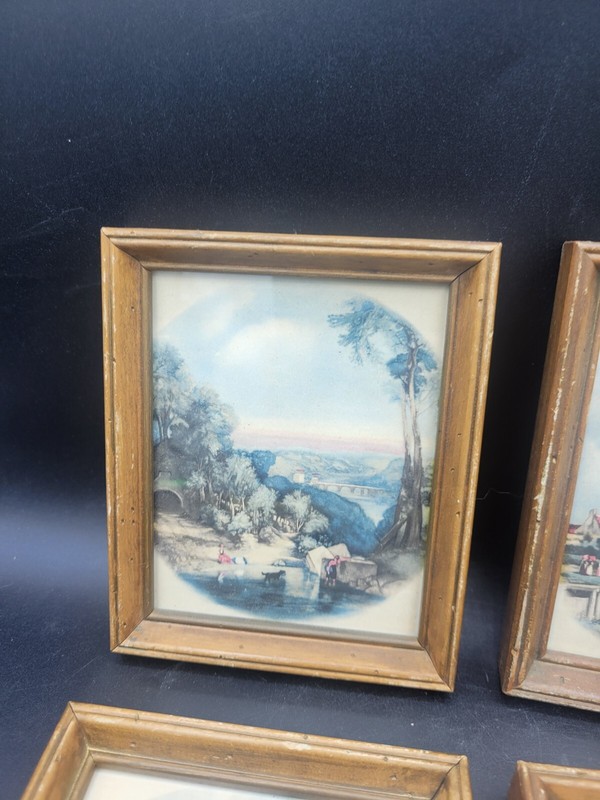 4 Mini Vintage Framed German Countryside Prints Wall Art gallery