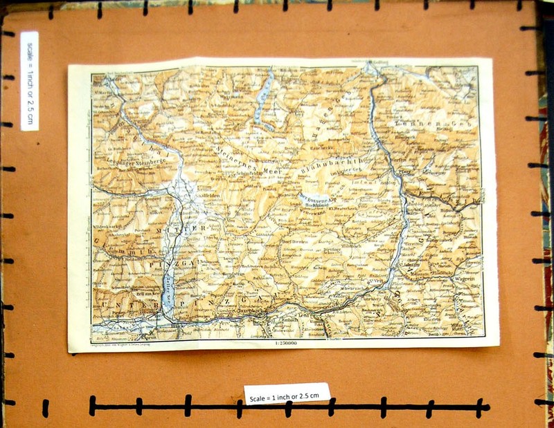 Original Old Vintage Print Map 1929 Tirol Venediger Pragaten Mountains Europe
