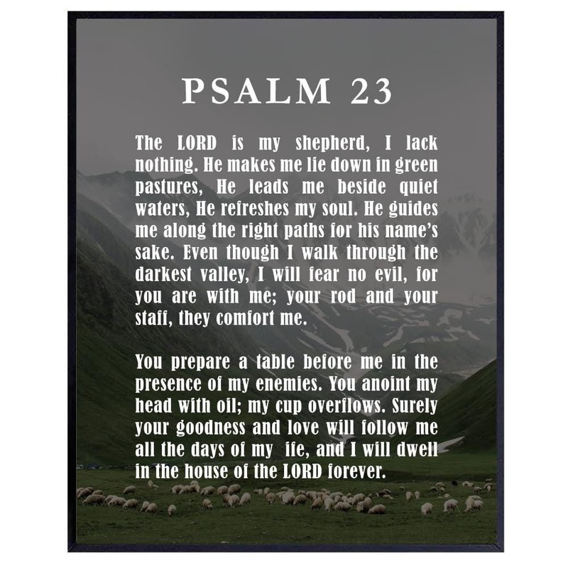 Psalm 23 Wall Art Poster, Inspirational Bible Verse Print, Christian Scripture