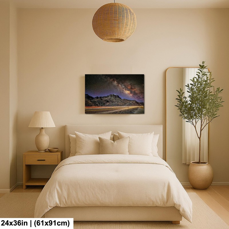 Milky Way Wall Art Mountain Landscape Night Sky Photo Canvas Print gallery