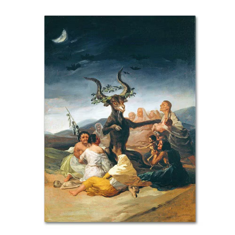 19 In. X 14 In. the Witches’ Sabbath 1797-98 by Francisco Goya Floater Frame Fan