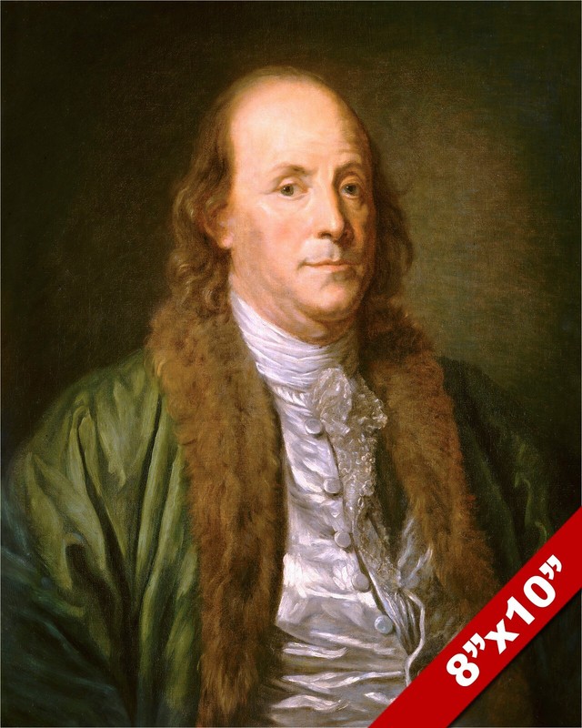 FOUNDING FATHER ICON BENJAMIN FRANKLIN US HISTORY PAINTING ART REAL CANVAS PRINT
