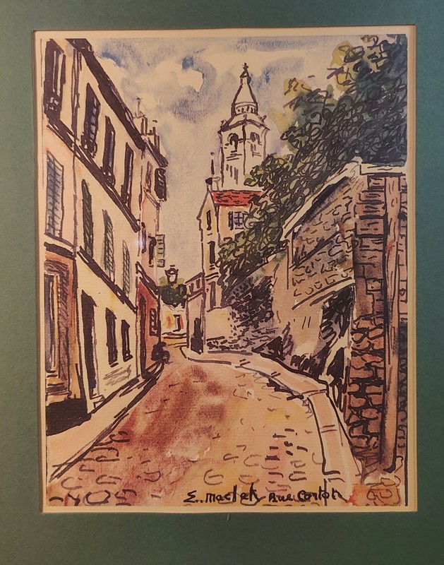 VTG French Impressionist Elisee Maclet Framed Print Street Scene Rue Cortot 120 gallery