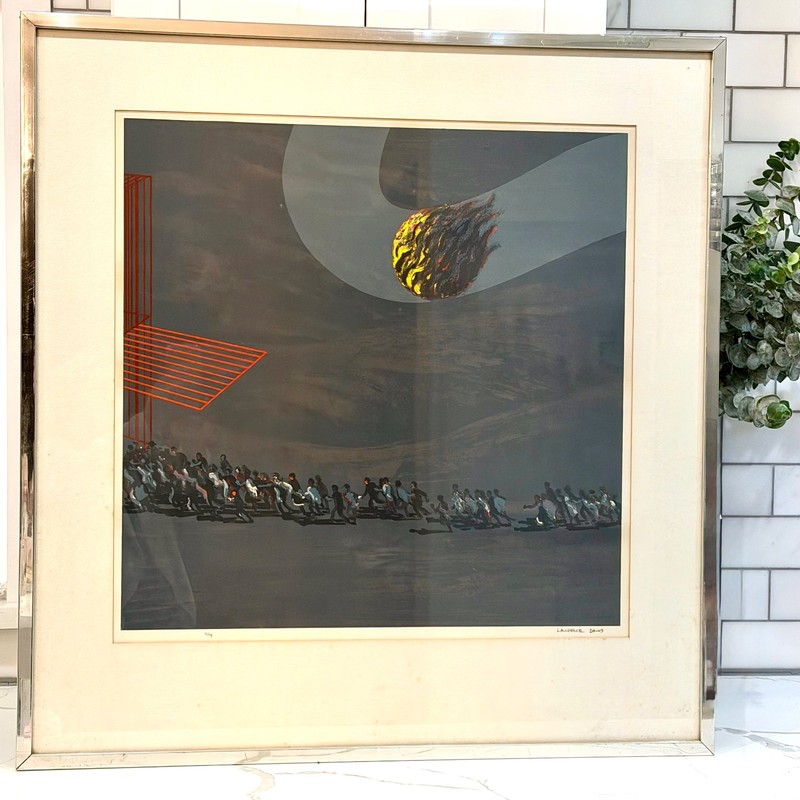 Lawrence Daws «The Cage» Signed Screenprint Omen Bird Series 1960s Abstract Art