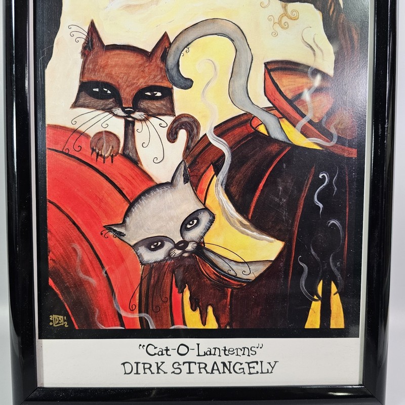 Dirk Strangely Cat O Lanterns Print Signed 2012 Halloween Art Dark Whimsy