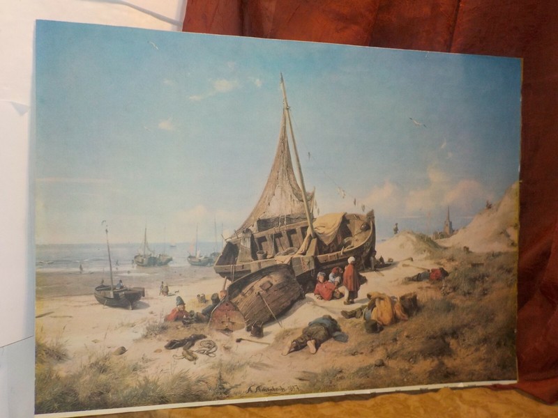 Antique Lithograph Andreas Achenbach Printed in France Large 14x19" Thick Paper gallery