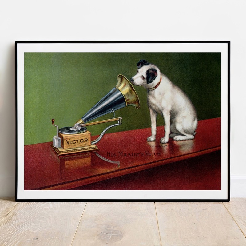 Art print His Masters Voice famous dog poster gallery wall Art giclee dog print