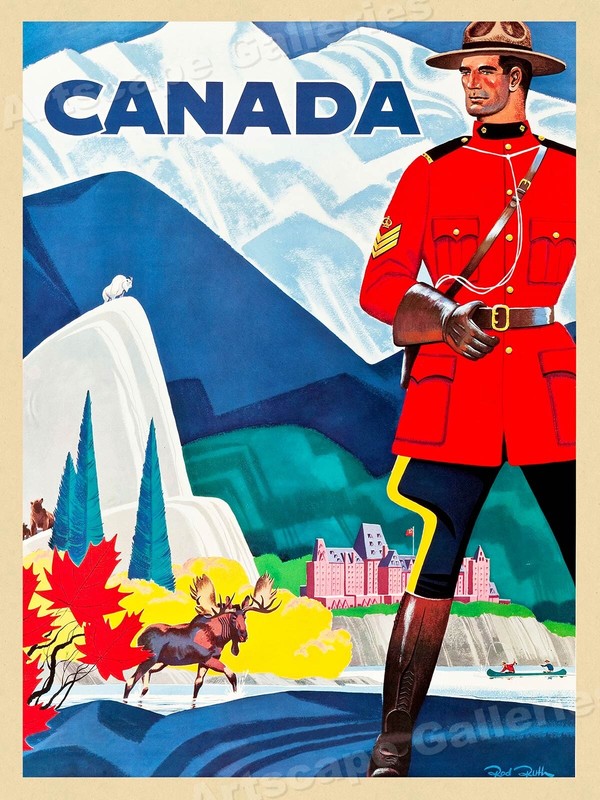 Canada RCMP Vintage 1960s Travel Poster - 24x32