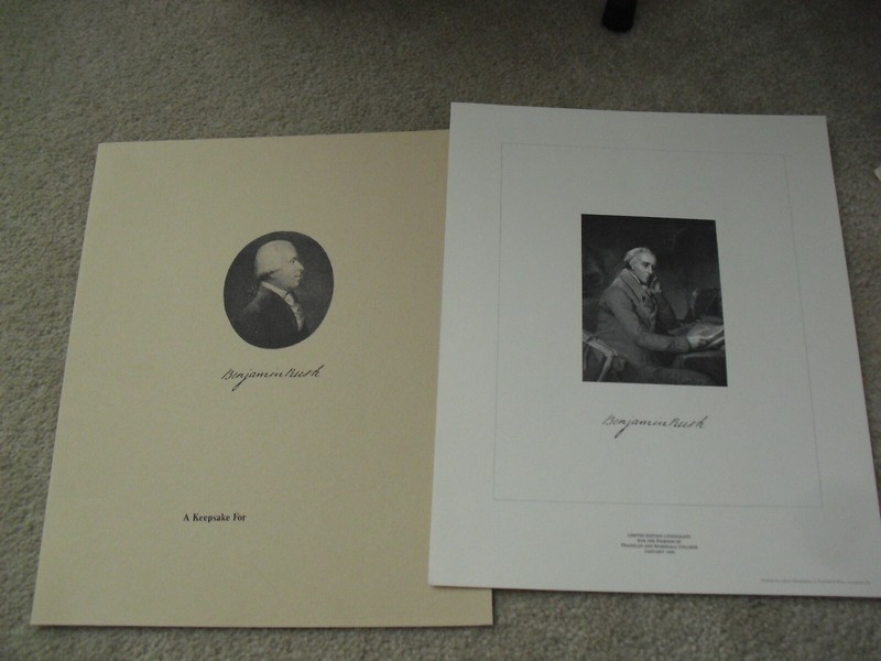 Vintage 1980 Limited Edition Franklin Club Benjamin Bush Lithograph Print