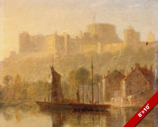 WINDSOR CASTLE FROM RIVER THAMES LONDON ENGLAND PAINTING ART REAL CANVAS PRINT