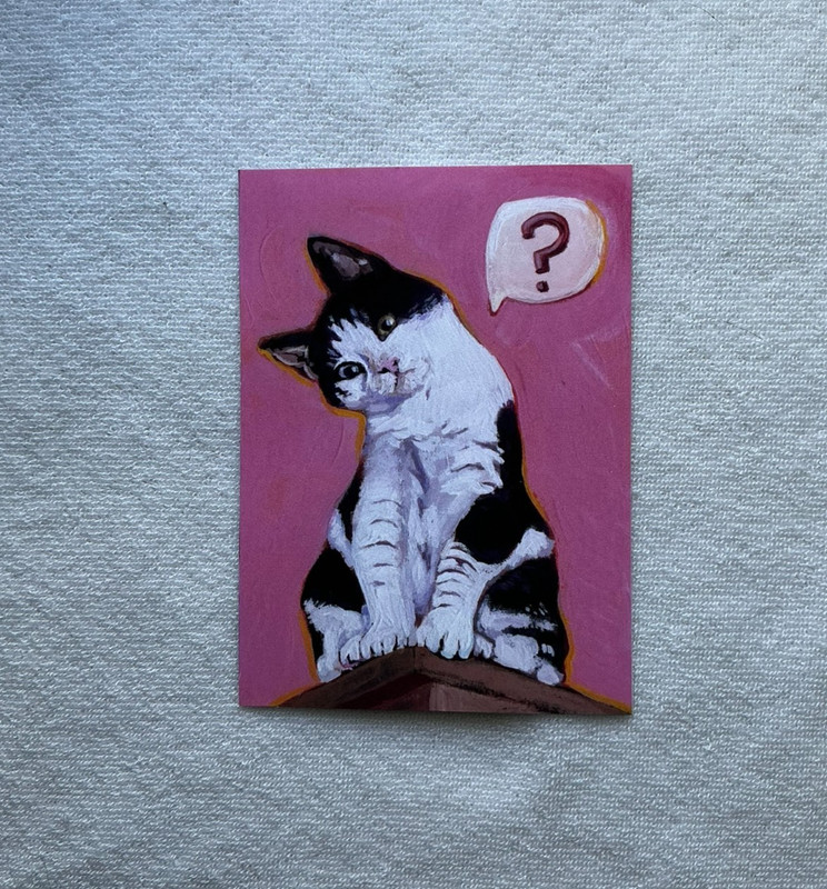ACEO *MINI PRINT* «Curious Kitty», 2.5×3.5″