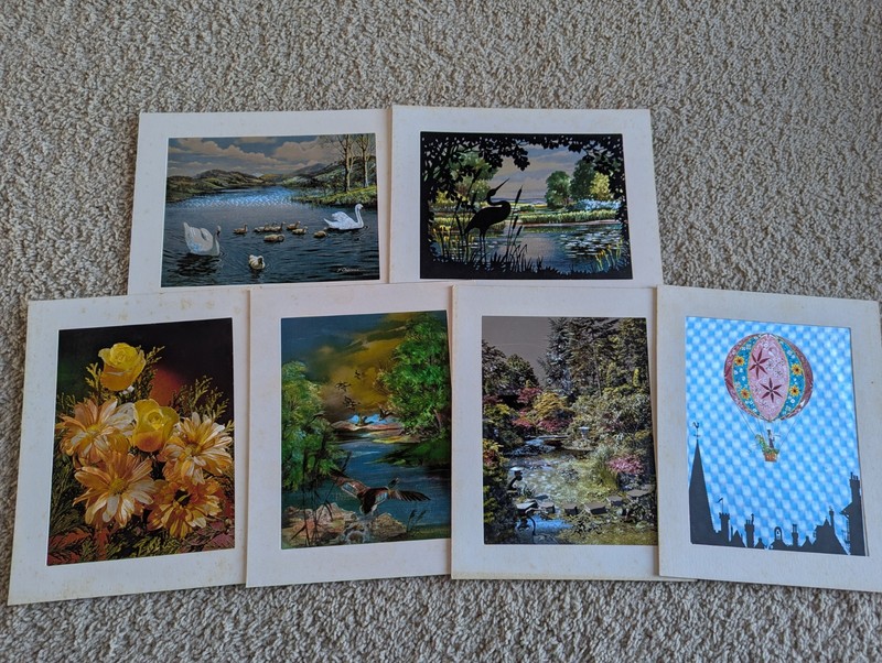 Vintage England Dufex Lot Of 6 Mod Mid Century Foil Prints Hippie Decor 50s 60s