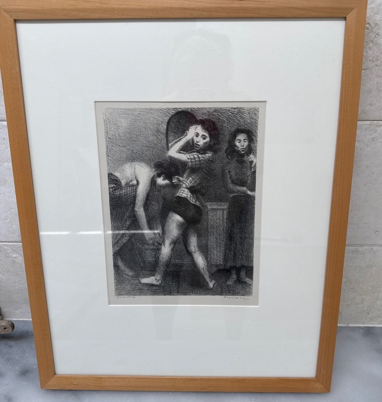 Raphael Soyer, «Backstage» Framed Print signed in Plate and on paper
