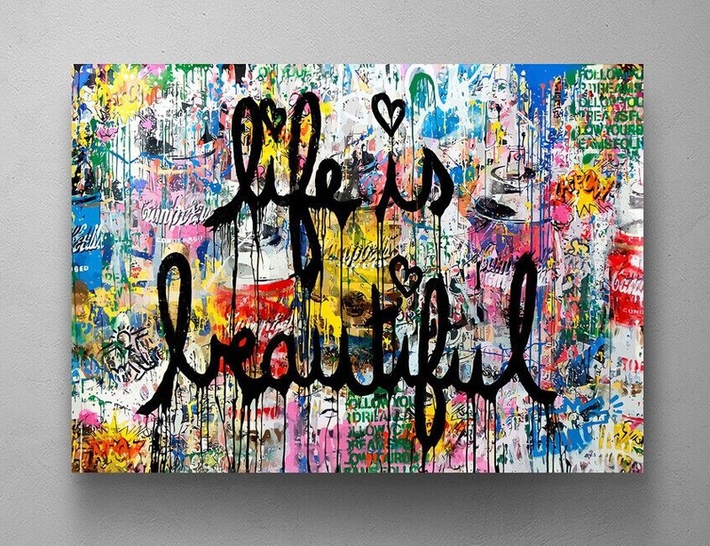 BANKSY Canvas Wall Art » Life Is Beautiful » Framed Canvas Wall Art Decor Print