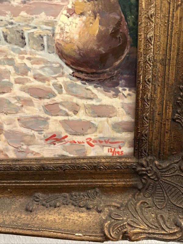 S. Sam Park Hand Embellished Serigraph on Canvas: "Positano Patio" 12/195 gallery