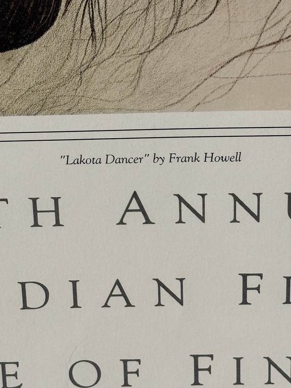 SIGNED Frank Howell Lakota Dancer Poster 19th American Indian Film Fest 1992 gallery