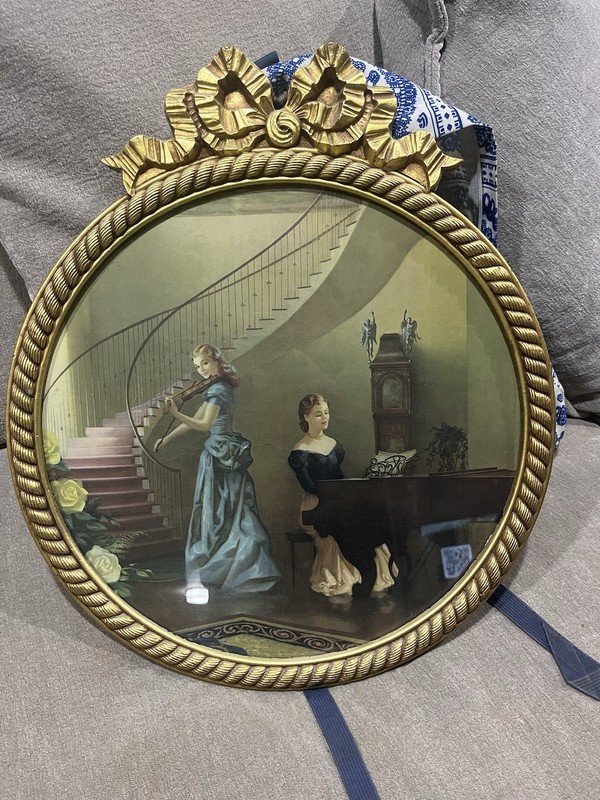 Vintage R. Brownell McGrew Morning Melody Print In Gold Scalloped Frame