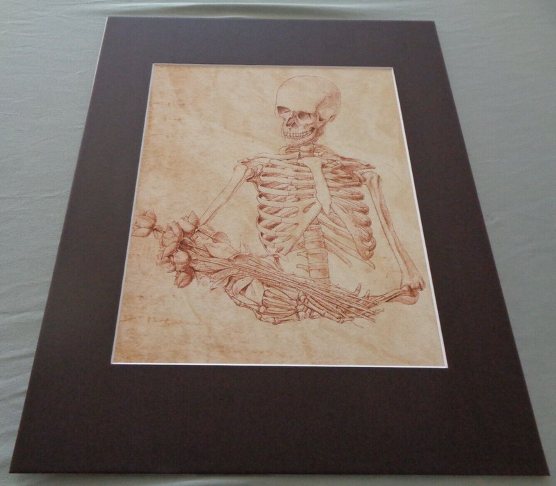 Skeleton Human Skull Bones Carrying Roses Holding Flowers Halloween Art Print gallery