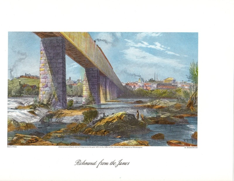 «Richmond from the James» 1872 reproduction of original by Harry Fenn