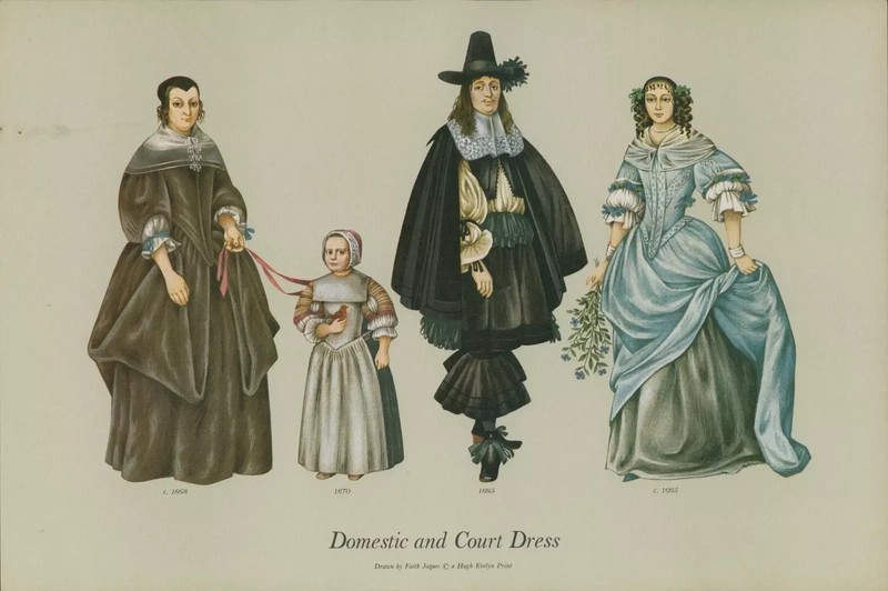 3 x English CIVIL WAR 1665 – 1693 FASHION Prints Vintage 37cm x 24cm