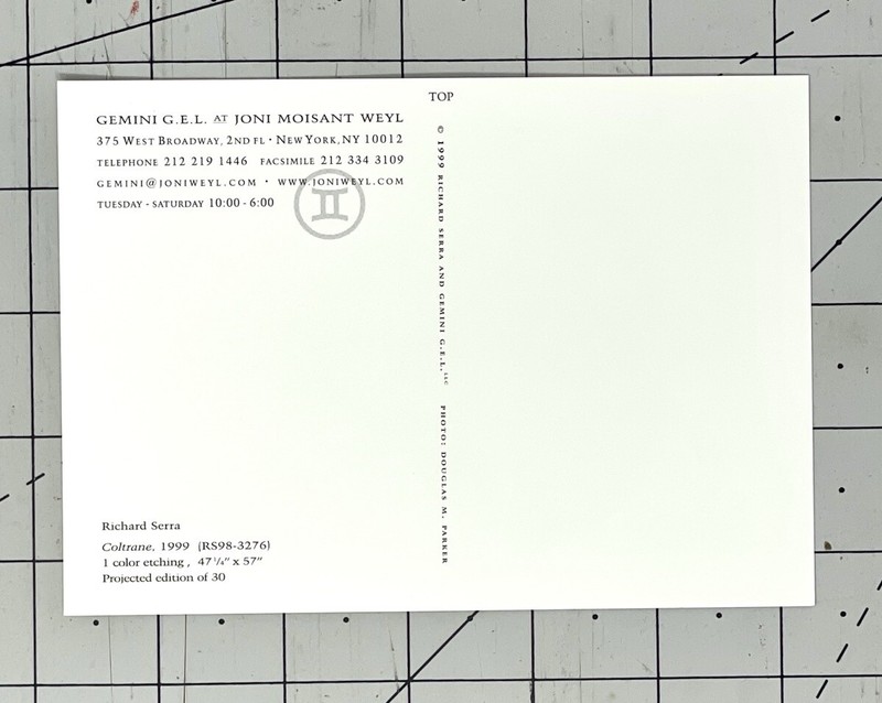 Richard Serra - “Coltrane, 1999” Art Print Card Gemini G.E.L. 2024 Retrospective gallery