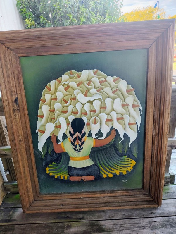 Framed Reproduction of Painting The Flower Seller by Mexican Artist DiegoRivera gallery