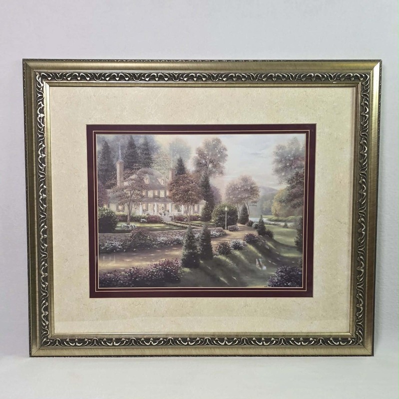 Framed Cottage Garden Print By B. Brown Country Home Wall Decor 22” x 26”