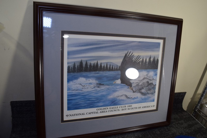 1995 NCAC Boy Scouts GOLDEN EAGLE CLUB Rogers Framed 25×21 Signed Lithograph Art
