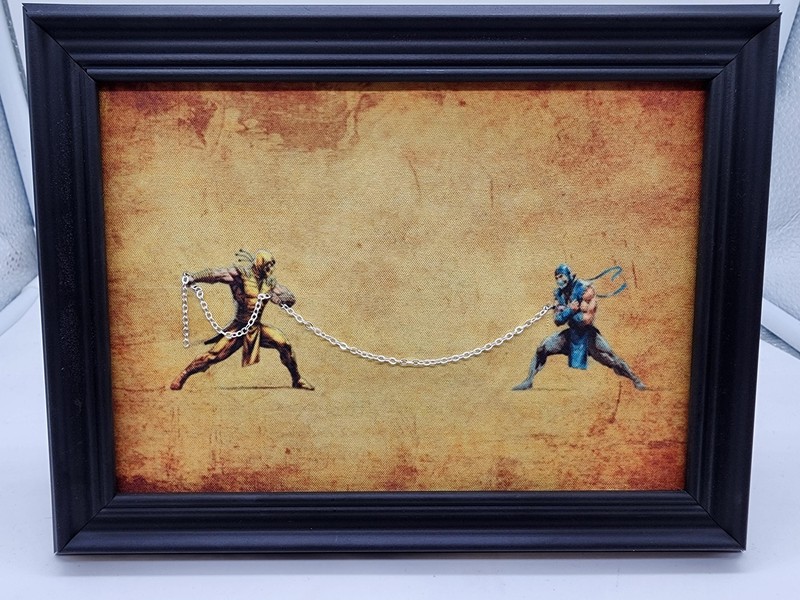 Polyester Canvas Art with Real Elements "Get Over Here" Scorpion vs SubZero gallery