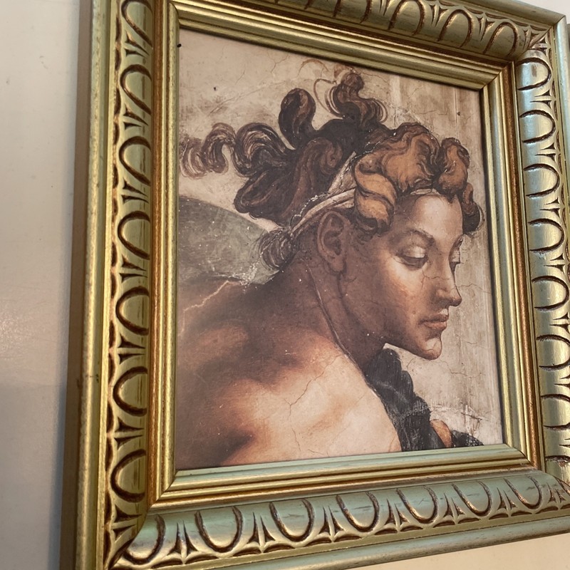 Michelangelo Creation of Adam Sistine Chapel & Delphic Sibyl Art Frame Set EUC gallery