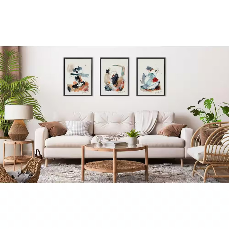Sylvie "By the Fireplace Series" by Xizhou Xie 3-Piece Gray Framed Art Print Set gallery