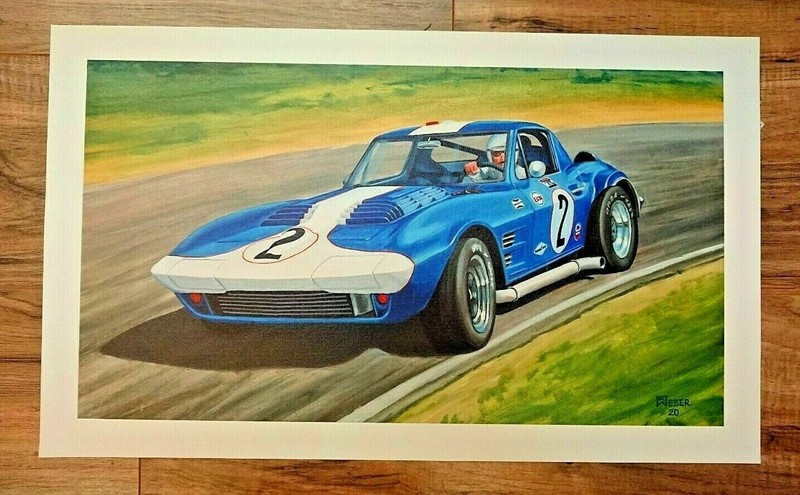 1964 Chevy Corvette Grand Sport race car Foyt/Cannon Sebring print canvas 11x21" gallery