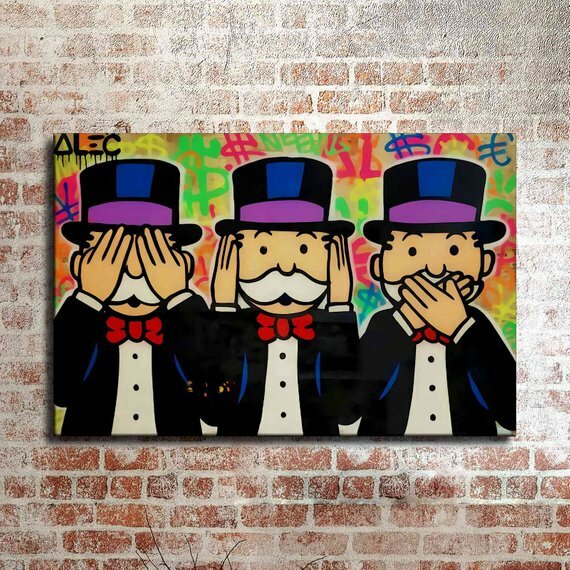 24x16" Alec Monopoly "See No Evil Hear No Evil Speak No Evil." New HD print gallery