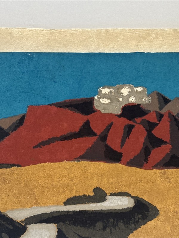 Umetaro Azechi Woodblock Print Japanese Landscape Modernist Signed Abstract RARE gallery
