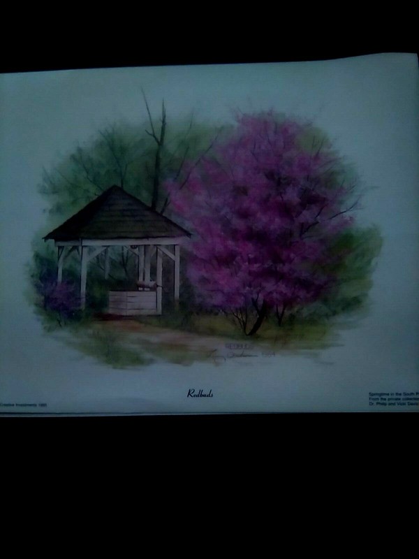 Larry Dodson 1984 "Redbuds" original signature Print-see special in description gallery