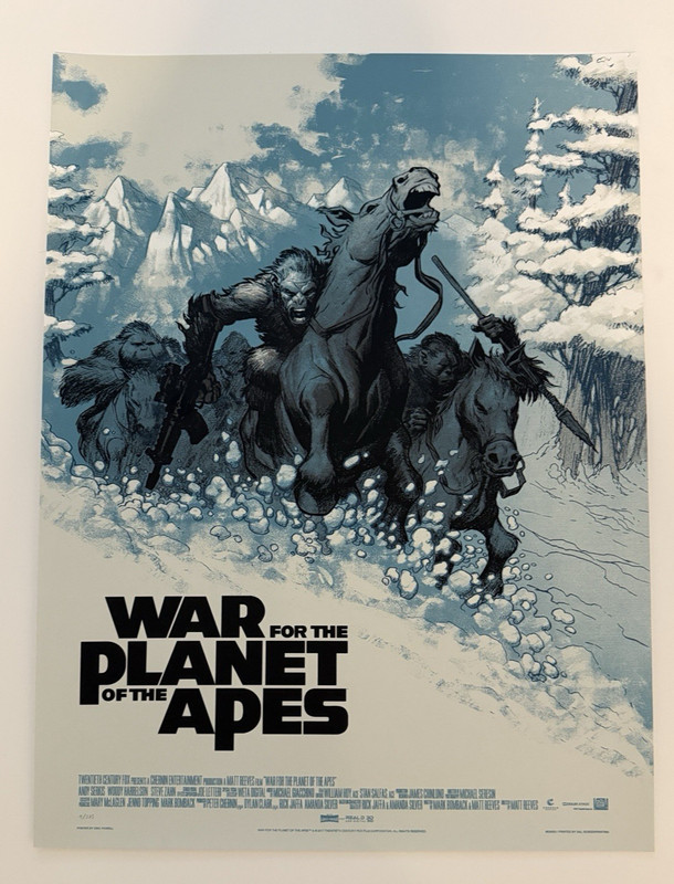Mondo WAR FOR THE PLANET OF THE APES Eric Powell Screen Print Cesar Poster Art